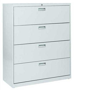 Sandusky Lee LF6A424-05 600 Series 4 Drawer Lateral File Cabinet, 19.25" Depth x 53.25" Height x 42" Width, Dove Gray