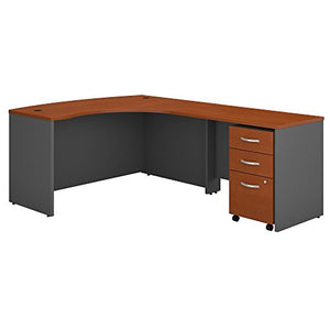 Bush Business Furniture Series C Right Handed L Shaped Desk with Mobile File Cabinet in Auburn Maple