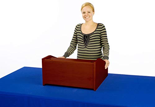 Displays2go Mahogany Finish Lectern with Hidden Wheels, 22-3/8 x 48 x 21-5/8-Inch