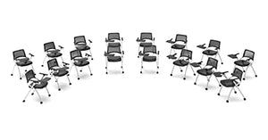 TEAMtime 16 Person Black Flip Table Student Chair Model 2056 - 16pc Complete Group