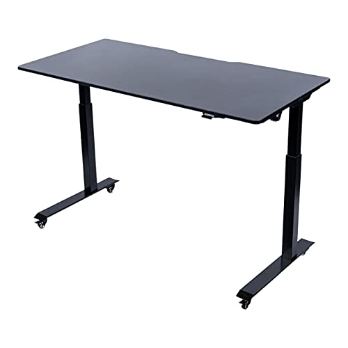 Stand Up Desk Store Electric Adjustable Height Standing Desk with Locking Casters and Furniture Feet (Black Frame/Black Top, 60" Wide)