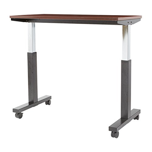 OSP Furniture PHAT2448M3 Pneumatic Height Adjustable Table, Mahogany Top with Black Base