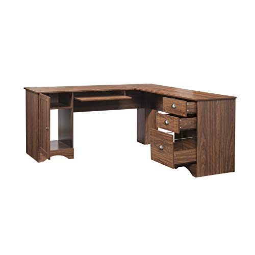 Large 66’’ L Shaped Desk Corner Computer Desk PC Table Home Office Writing Gaming Workstation with Drawers,File Cabinet,Hidden Storage Space Shelf,Walnut,66’’L x 66’’L x23.6’’W x30.3''H