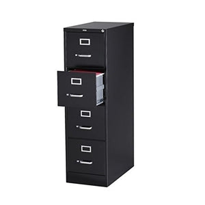 Pemberly Row 4 Drawer 26.5" Deep Letter File Cabinet in Black - Fully Assembled