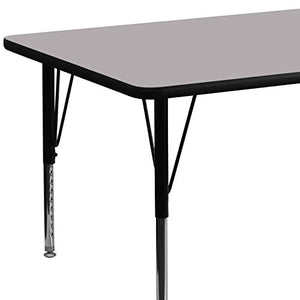 Flash Furniture 30''W x 72''L Rectangular Grey Thermal Laminate Activity Table - Height Adjustable Short Legs