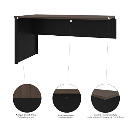 Bestar L-Shaped Desk with Hutch, Lateral File Cabinet, 72W, Antigua & Black