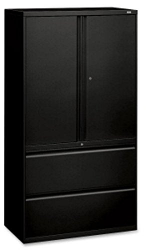 HON 800 Series Lateral File with Storage Cabinet, Black