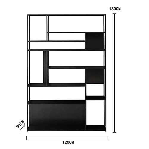 RASHIV Floor-to-Ceiling Wrought Iron Bookshelf (Black 120 * 30 * 180cm)