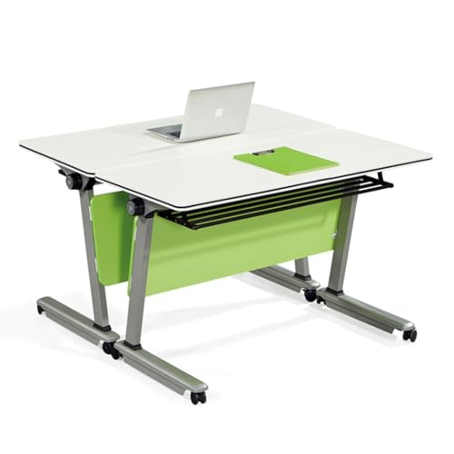 NeAFP Foldable Computer Desk with Lockable Wheels and Storage Layer