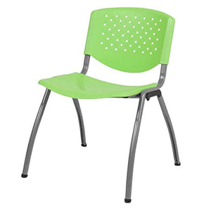 Contemporary Versatile Stacking Chairs Commercial Grade Material Ergonomically Contoured Perforated Back Design Durable Titanium Powder Coated Frame Office Home Furniture - Set of 10 Green #2173