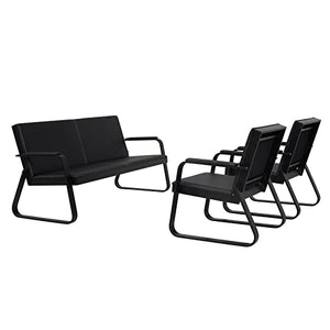 Kinfant 3 PCS Luxurious Guest Reception Chairs with Padded Arm Rest - Black