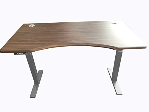 LYL&R 2 Electric Motor，Sit Standing Height Adjustable Desk， Ergonomic Workstation, Height from 26" to 43",Easy Assemble, Computer Table for Display. (60''30'', Walnut)