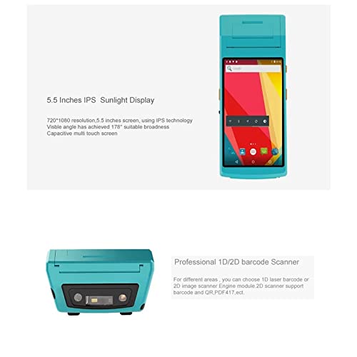 5.5 Inch Android POS Handheld Terminal PDA with Mobile Label Receipt Printer