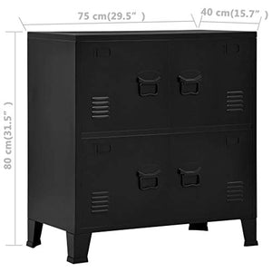 ShopHome Metal Office Filing Cabinet | 31" Tall 4-Door Industrial Black Steel Storage Cabinet | 29.5"x15.7"x31.5