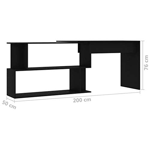 vidaXL Computer Desk, Corner Desk, Simple Style Desk,Workstation Office Desk Writing,Office Study Workstation with Shelves for Home Office, Space-Saving, Easy to Assemble, 78.7"x19.7"x29.9" Chipboard