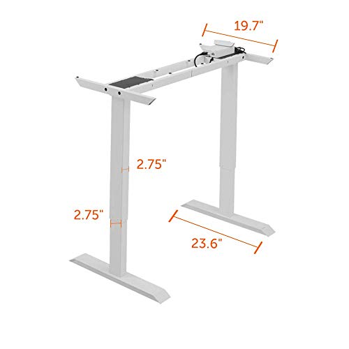 Oneofics Dual Motor Electric Height Adjustable Stand Up Desk Frame Standing Office Workstation Base with Memory Function (White)