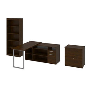 3-Piece Set Including a L-Shaped Desk, a lateral File Cabinet, and a Bookcase