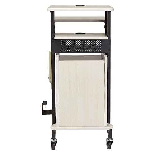 Oklahoma Sound Premium Plus Steel AV Presentation Cart with Storage Cabinet, Ivory/Black