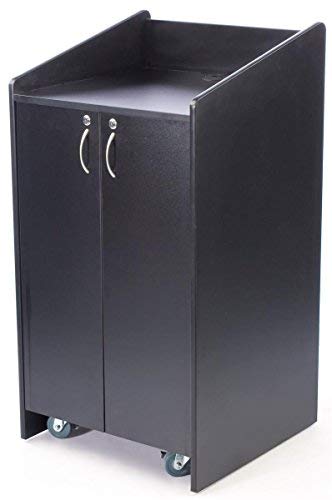 Displays2go Pulpit - Economy Style Black Laminate w/Locking Cabinets, 45" Tall (LCT4502BK)