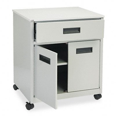 Safco Products 1870GR Steel Machine Stand with Double Doors and Drawer, Gray