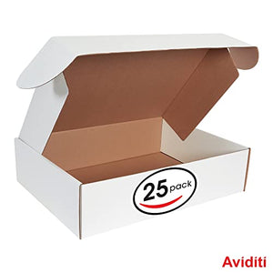 "Aviditi White Deluxe Literature Mailing Boxes, 24" x 18" x 6", Pack of 25, Crush-Proof, For Shipping, Mailing and Storing", oyster white