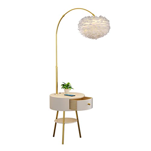 VejiA Floor Lamp with Table and Wireless Charging Station - 2 in 1 Bedside Nightstand Standing Lamp