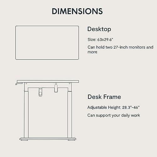 SANODESK Electric Height Adjustable Standing Desk with Memory Presets, 63x30, White
