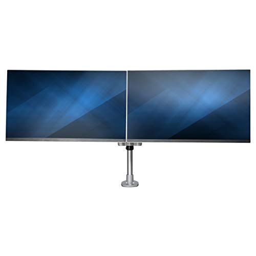 StarTech.com Desk Mount Dual Monitor Arm - Premium Articulating Monitor Arm - up to 27 VESA Mount Displays - Height Adjustable Monitor Mount - Rotate/Tilt/Swivel - Clamp/Grommet - Silver (ARMDUALPS)