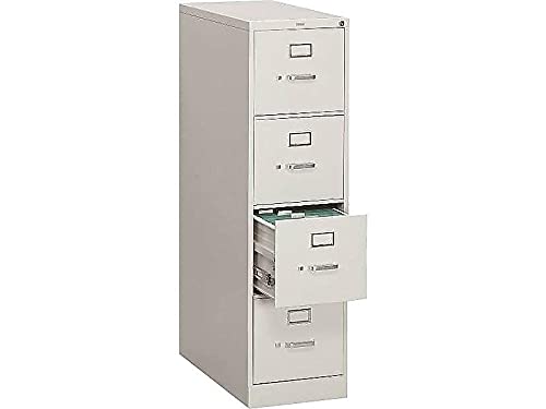 HON 310 Series Four-Drawer Full-Suspension File Cabinet, Letter Size, Light Gray