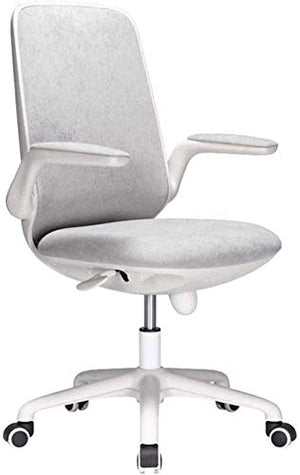 KouRy Ergonomic Office Chair with Smooth Casters, Mid Back, White