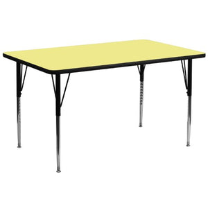Flash Furniture 30''W x 72''L Rectangular Yellow Thermal Laminate Activity Table - Standard Height Adjustable Legs