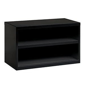 Hirsh Industries 36 Inch Wide Metal Lateral Cabinet with Open Shelves, Black