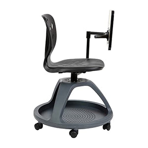 Flash Furniture Black Mobile Desk Chair with 360 Degree Tablet Rotation and Under Seat Storage Cubby