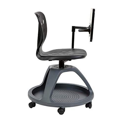 Flash Furniture Black Mobile Desk Chair with 360 Degree Tablet Rotation and Under Seat Storage Cubby