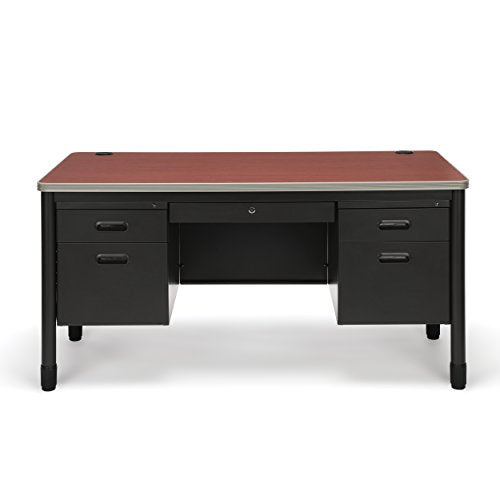 OFM Mesa Series 5-Drawer Steel Desk with Laminate Top - Durable Locking Utility Desk, Cherry, 30" x 60" (66360-CHY)