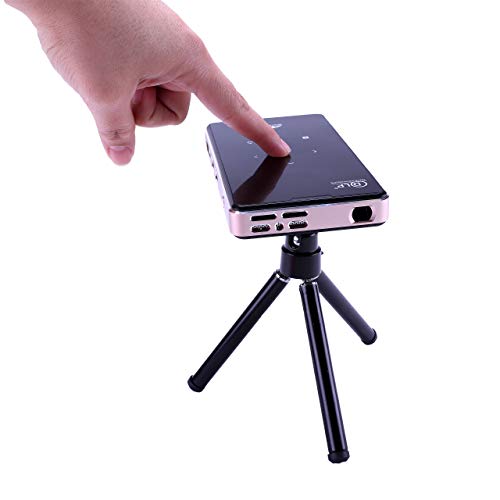 HD 4K Mini Projector, Ultra-Portable Outdoor/Indoor DLP Screen, Smart Pocket Projector with Bluetooth 4.0/HDMI/WiFi/USB Compatibility, Built-in Battery, Home Movie Entertainment System