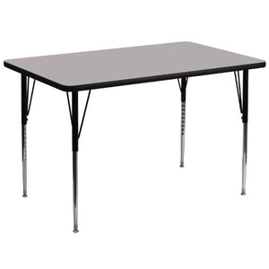 Flash Furniture 36''W x 72''L Rectangular Grey Thermal Laminate Activity Table - Standard Height Adjustable Legs