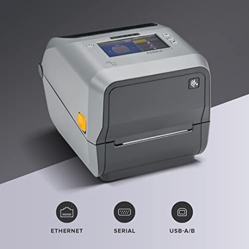 Zebra ZD621 Thermal Transfer Desktop Printer Color Touch LCD 203 dpi Print Width 4-inch USB Serial Ethernet ZD6A142-301F00EZ