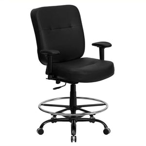 Scranton & Co Black Leather Drafting Chair with Arms
