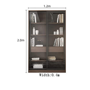 HARAY Floor-to-Ceiling Bookcase with Glass Sliding Door - B, L Size