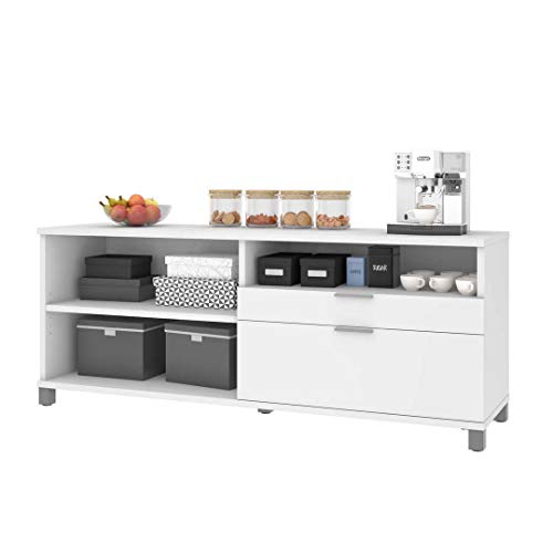 Bestar Pro-Linea White Credenza with 2 Drawers - Standard