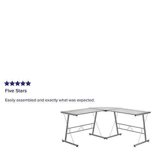 Flash Furniture L-Shaped Desk 83.5" Computer Corner Desk, Gaming Corner Desk, Home Office Corner Desk, Gaming Desk, Space Saving, Easy to Assemble, Clear