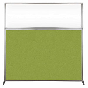 VERSARE Freestanding Divider | Clear Window | Standalone Partition | Office Workstation | 6' x 6' | Lime Green Fabric Panels
