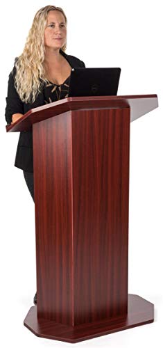 Displays2go Wooden Podium - Mahogany OLILCTOPBSM
