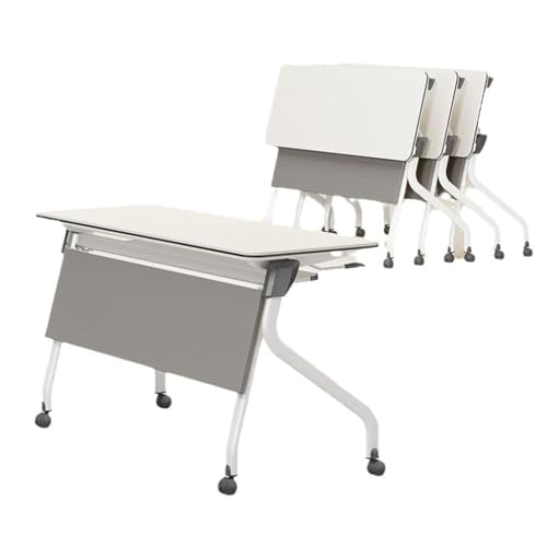 NaLoRa Foldable Computer Table with Modesty Panel and Lockable Wheels (Color: A, Size: 120 * 60 * 75cm)