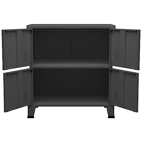 vidaXL Industrial Style Anthracite Steel File Cabinet Sideboard Storage Chest