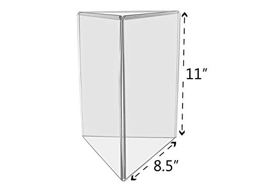 Marketing Holders Sign Holder Top Load Three Sided Table Tent 8.5"w x 11"h Frame Restaurant Menu Ad Display Stand Tabletop Value Pack of 20