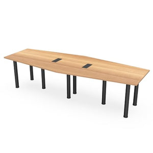 SKUTCHI DESIGNS INC. Harmony Series 10x4 Hexagon Conference Table | Electric/Data | Matte Black Post Legs | Driftwood