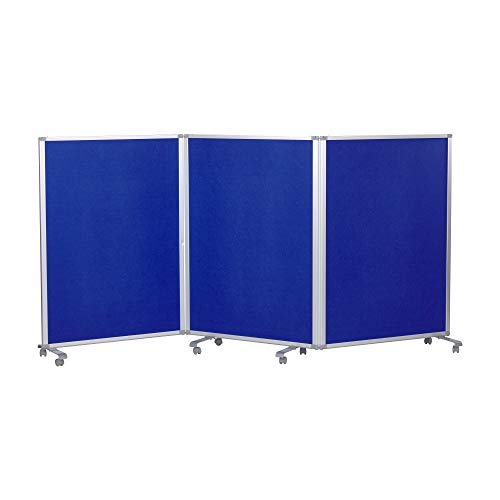 ECR4Kids Mobile Flannel Felt Room Divider and Partition, Double-Sided, Rolling Caster Wheels, Lesson Board, Mobile Wall for Classrooms and Offices, Collapses for Easy Storage, 3-Panel