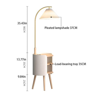 EESHHA Floor Lamp with Cabinet Nordic Minimalist Living Room Lamp - Wood LED Standing Light